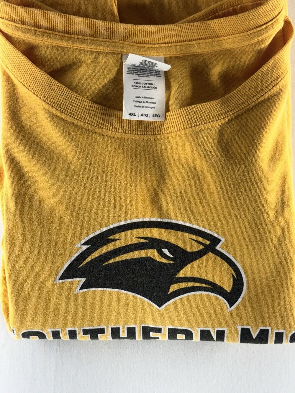 Southern Miss University Mens T Shirt Adult‎ 4XL Gold Short Sleeve Gildan